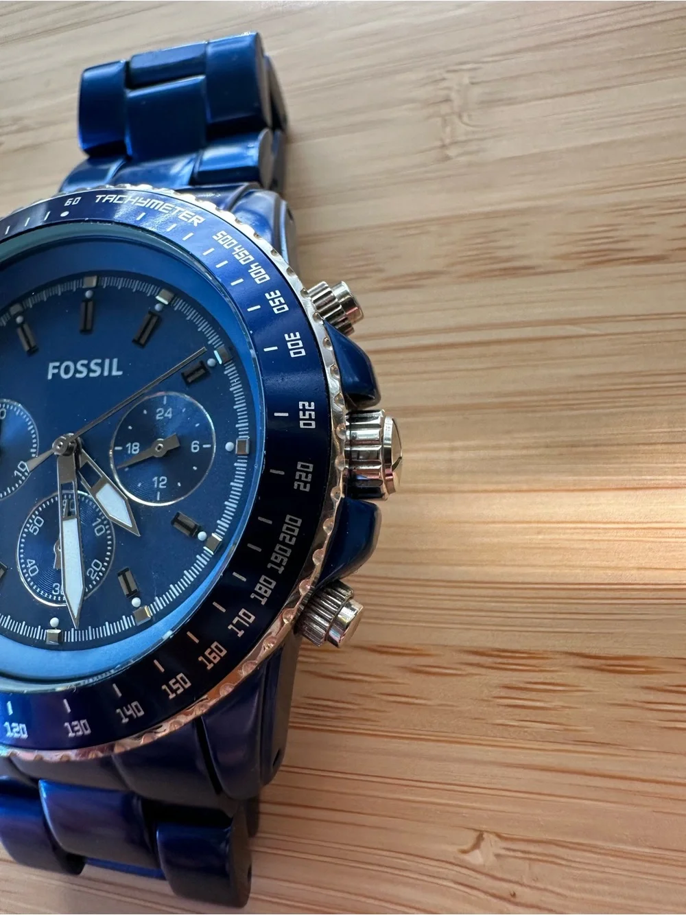Fossil Women’s Cobalt Blue Chronograph Watch - Needs new battery